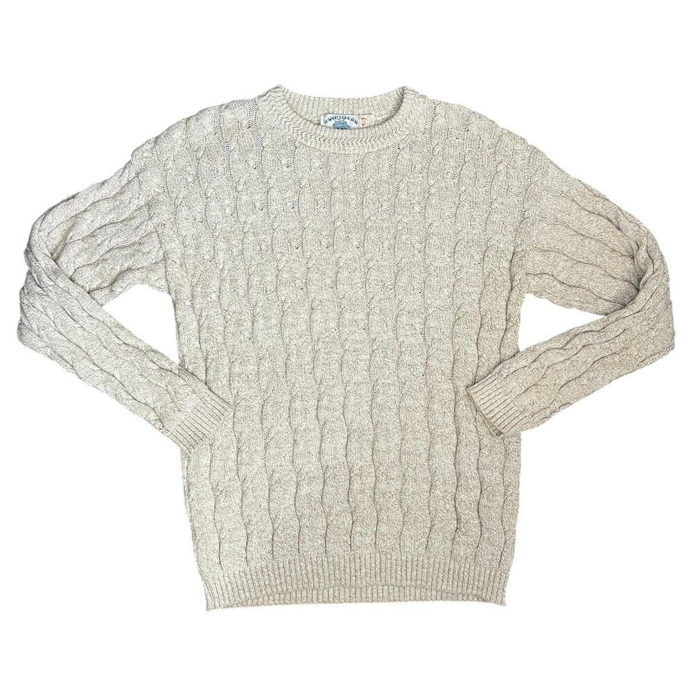 Vintage Hampton bay trading company beige cable knit sweater fisherman cotton